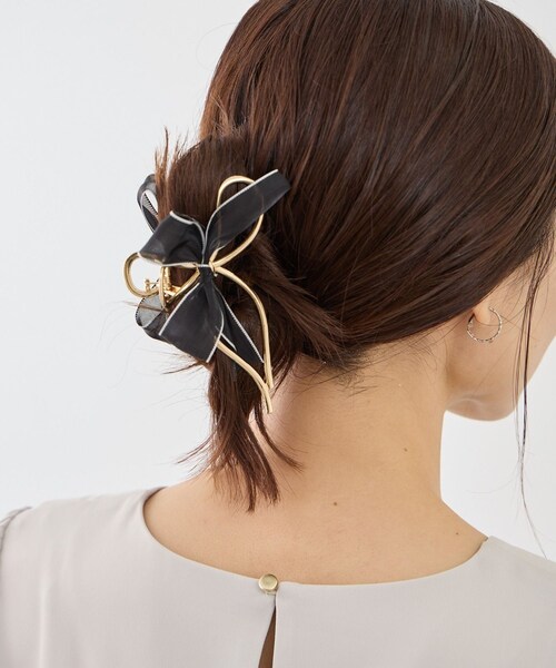 ROPE' PICNIC（ロペピクニック）の「オーガンジーリボンメタルヘアバンス（ヘアバンド・レディース・ブラック/ライトグレー・F）」の5枚目の写真
