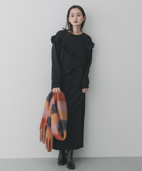 SENSE OF PLACE by URBAN RESEARCH（センスオブプレイスバイアーバンリサーチ）の「フリルカットワンピース（ワンピース・レディース・BLACK/GRAY/Y.BEIGE・COMPACT/One）」の7枚目の写真