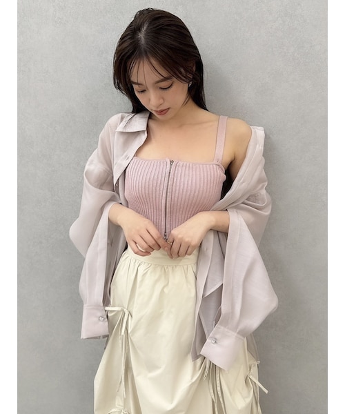 dazzlin（ダズリン）の「ダブルジップリブニットビスチェ（キャミソール・レディース・チャコールグレー/ピンク/イエロー/パープル/ベージュ・F）」の10枚目の写真