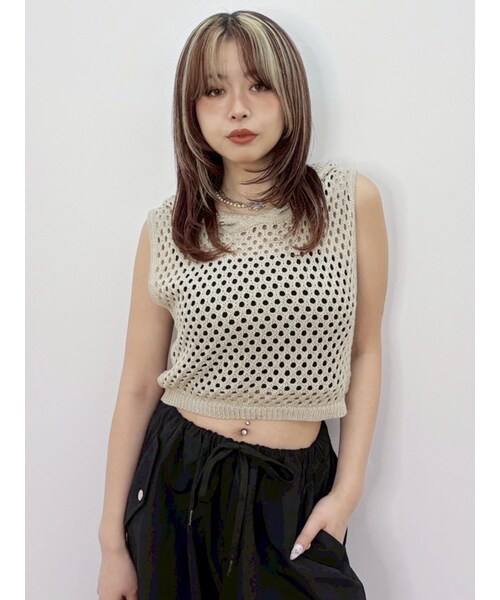 EVRIS（エヴリス）の「スカシアミフードニットトップス（ニット/セーター・レディース・ブラック/ピンク/ベージュ・F）」の5枚目の写真