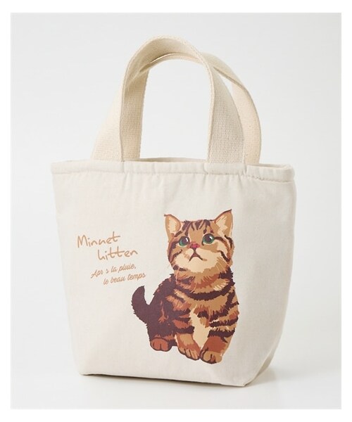 nissen（ニッセン）の「外側ポケット付アニマル柄保冷ミニトートバッグ（トートバッグ・メンズ・ライトベージュ(ミヌエット)/ネイビー(ペルシャ)/グレー(ハチワレ)/カーキ(しばいぬ)/ベージュ(シュナウザー)/アイボリー(といぷー)/ベージュ(ぱんだ)/ネイビー(しまえなが)・Y）」の9枚目の写真