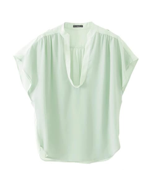 URBAN RESEARCH ROSSO（アーバンリサーチロッソ）の「2枚重ねドレープネックブラウス（Tシャツ/カットソー・レディース・OW/MINT/BE・FREE）」の3枚目の写真