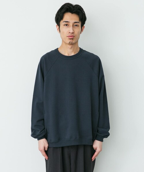URBAN RESEARCH DOORS(アーバンリサーチドアーズ)の「STILL BY HAND フレンチテリーラグランスウェット(スウェット・メンズ・PINK BEIGE/INK BLACK/SLATE BLUE・46/48)」の9枚目の写真