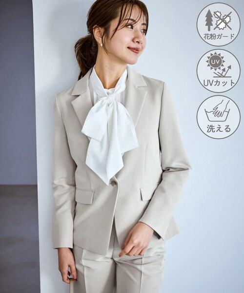 ROPE' PICNIC(ロペピクニック)の「360°ウルトラストレッチ テーラードジャケット/ UVカット・花粉ガード・入卒式・セットアップ対応(テーラードジャケット・レディース・ブラック/グレー系/ベージュ系/ネイビー・L/M/S/XL/XS)」の19枚目の写真
