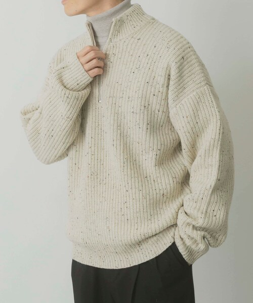 ITEMS URBANRESEARCH(アイテムズ アーバンリサーチ)の「ウール混 ハーフジップ モックネックニット(ニット/セーター・メンズ・WHT/NVY/BLK・M/L)」の14枚目の写真
