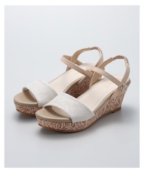 nissen（ニッセン）の「花柄レース調刺しゅうふわふわ中敷ウェッジヒールサンダル（低反発中敷）（サンダル・メンズ・黒/アイボリー/ブルーグレー・S=22.0~22.5cm/M=23.0~23.5cm/L=24.0~24.5cm/LL=25.0cm）」の9枚目の写真