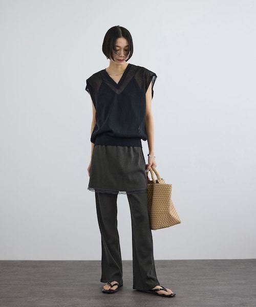 ADAM ET ROPE'（アダムエロペ）の「【Angie La La for SALON】GENTLE intimate レギンススカート（その他パンツ・レディース・チャコール/ホワイト・F）」の10枚目の写真