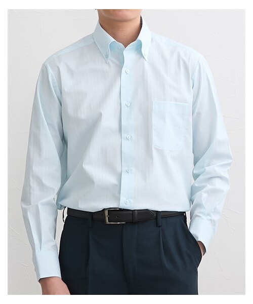 nissen（ニッセン）の「接触冷感・形態安定長袖ボタンダウンワイシャツ【大きいサイズ有】a.v.v（アーベーベー）（ビジネスシャツ・メンズ・201ホワイト/240ミント・M/L/LL/3L/4L/5L）」の9枚目の写真
