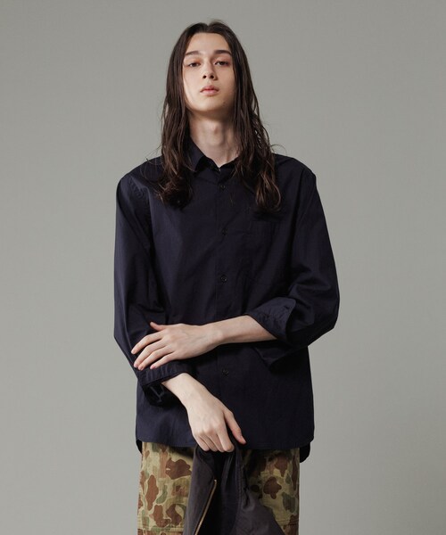 ADAM ET ROPE'（アダムエロペ）の「【Sea Island Cotton】レギュラーカラーシャツ（シャツ/ブラウス・メンズ・ホワイト/ネイビー/ネイビー系/サックス・L/M）」の4枚目の写真