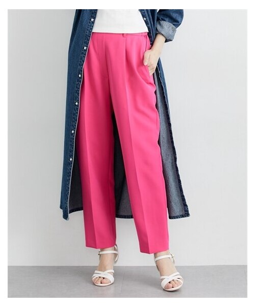 nissen（ニッセン）の「タックテーパードパンツ（パンツ・レディース・黒/ブルーグリーン/イエロー/ピンク/オフホワイト/オペラピンク・M/L/LL/3L/4L/5L/6L）」の6枚目の写真