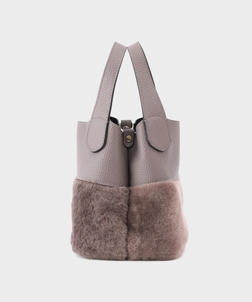 ROPE'（ロペ）の「【RIPANI（リパーニ）】MOUTON COMBINATION BUCKET BAG｜2wayバケツバッグ（ハンドバッグ・レディース・ライトグレー/カーキ・F）」の8枚目の写真