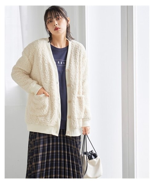 **6L（ロング丈・長袖)**chocoニット＆「ねこと花（choco）」ロング丈OP**水玉バンビハンドメイド** レディース 長袖 ワンピース ロング丈配色ジャカードニットチュニック - nissen（ニッセン）の「大きいサイズ暖か裏フリースシープ調ボアゆる