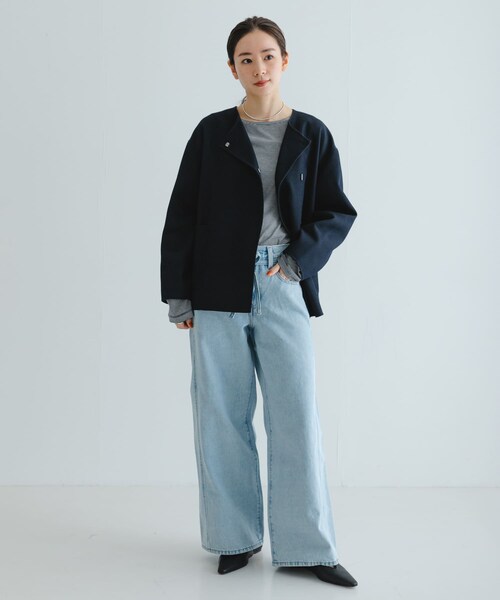 URBAN RESEARCH（アーバンリサーチ）の「ツイルノーカラーリバーコート（ノーカラージャケット・レディース・NAVY・FREE）」の9枚目の写真