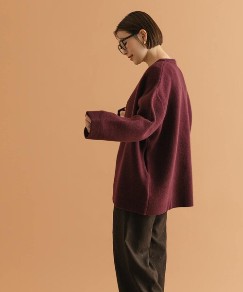 URBAN RESEARCH ROSSO（アーバンリサーチロッソ）の「F by ROSSO　ハミルトン接結ニットコート（テーラードジャケット・レディース・L/GREIGE/GRAY/D/CHERRY・Free）」の9枚目の写真