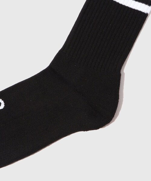 ADAM ET ROPE'（アダムエロペ）の「【POLAR SKATE CO./ポーラー スケートカンパニー】RIB SOCKS HAPPY SAD（ソックス/靴下・メンズ・ブラック/ホワイト・M）」の7枚目の写真