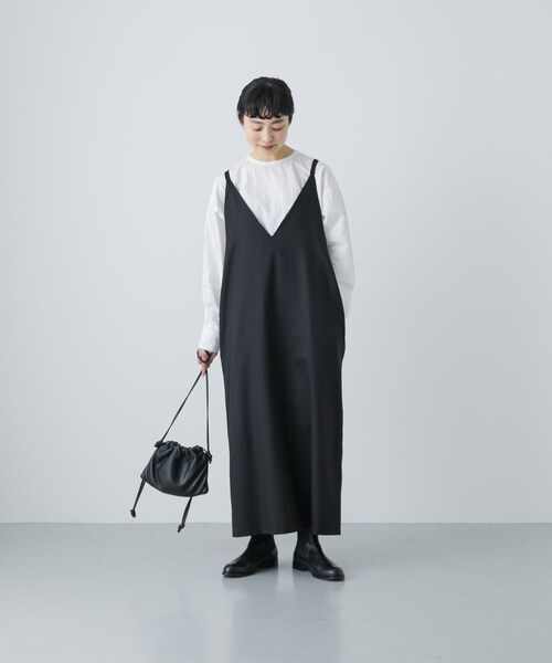 かぐれ（カグレ）の「『2WAY仕様』ウールトロVネックワンピース（ワンピース・レディース・CHARCOAL/BLACK・FREE）」の7枚目の写真