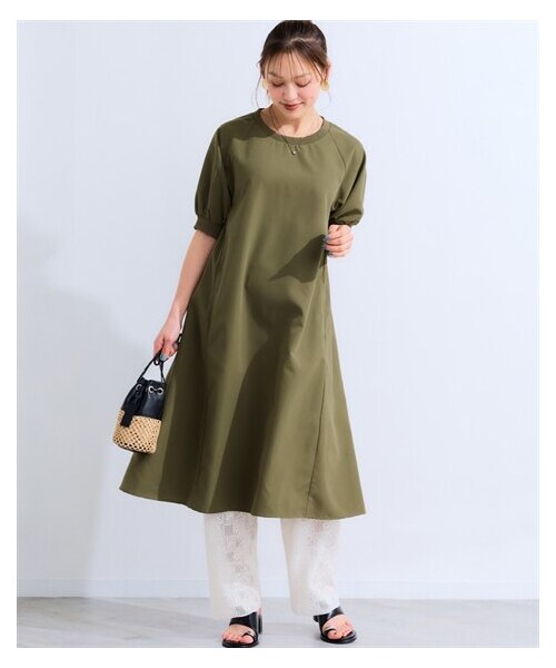 nissen（ニッセン）の「＜大きいサイズ＞リブ使いひんやりAラインワンピース（接触冷感）（ワンピース・レディース・カーキ/ライトグレー/黒・L~LL/3L~4L/5L~6L/8L/10L）」の12枚目の写真