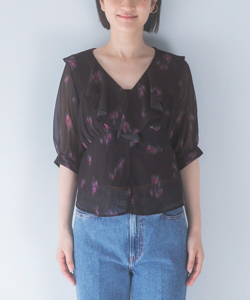 URBAN RESEARCH ROSSO（アーバンリサーチロッソ）の「ダークプリントフリルブラウス（シャツ/ブラウス・レディース・BROWN/BLACK・Free）」の12枚目の写真