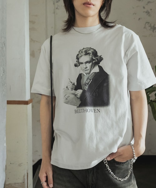 SENSE OF PLACE by URBAN RESEARCH(センスオブプレイスバイアーバンリサーチ)の「ヴィンテージライクTシャツ(ベートーヴェン)(Tシャツ/カットソー・メンズ・WHITE/BLACK/L.GRAY/YELLOW・M/L)」の4枚目の写真