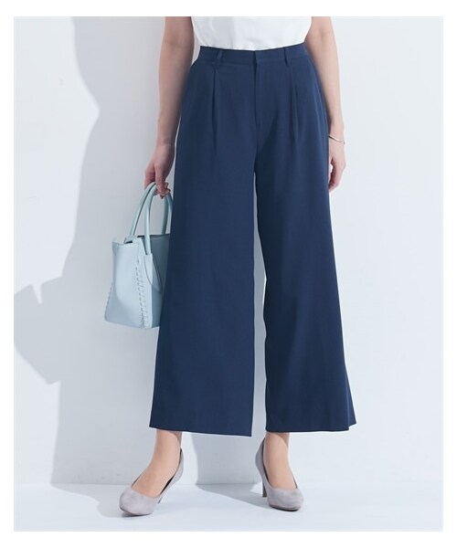 nissen（ニッセン）の「【レディーススーツ】吸汗速乾ストレッチコードレーンセットアップスーツ（上下別売）（スーツスカート・レディース・テーラード:ネイビー×オフホワイトストラ/テーラード:ネイビー系/ノーカラー:ネイビー×オフホワイトストラ/ノーカラー:ネイビー系/セミワイドパンツ:ネイビー系/ブラウス:ネイビー×オフホワイトストライ/ブラウス:ネイビー系/ロングフレアSK:ネイビー×オフホワイト/ロングフレアSK:ネイビー系/タックフレアSK:ネイビー×オフホワイト/テーパードパンツ:ネイビー系・M/M(新サイズ)）」の4枚目の写真