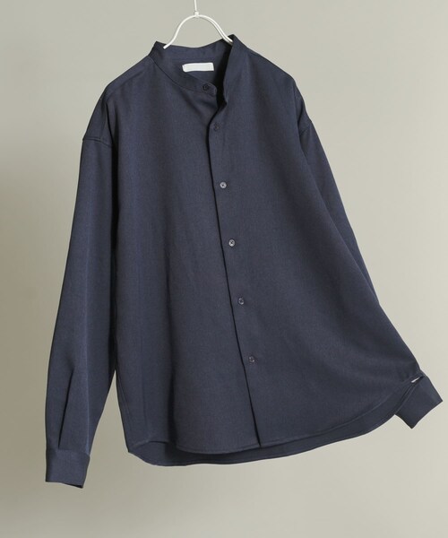 SENSE OF PLACE by URBAN RESEARCH（センスオブプレイスバイアーバンリサーチ）の「ウールライクバンドカラールーズシャツ（シャツ/ブラウス・メンズ・BLACK/CHARCOAL/GREIGE/D.NAVY/BEG CHECK・M/L）」の8枚目の写真