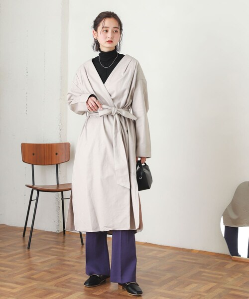 SENSE OF PLACE by URBAN RESEARCH（センスオブプレイスバイアーバンリサーチ）の「ガウンアウター（ノーカラージャケット・レディース・L.OLIVE/GREIGE・one）」の6枚目の写真