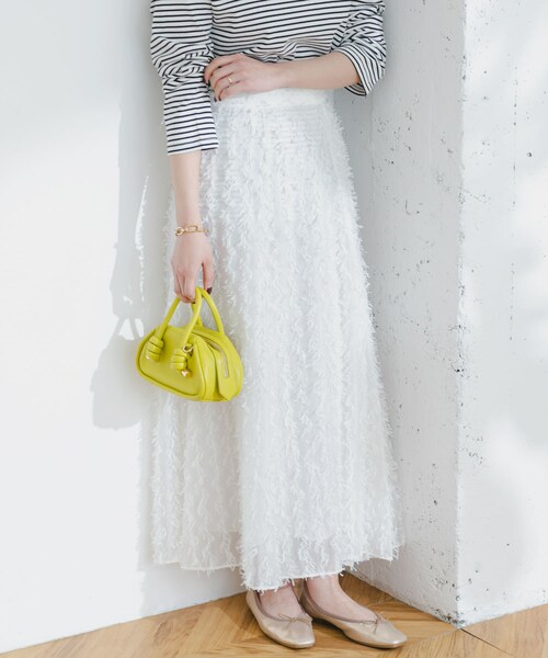 URBAN RESEARCH ROSSO（アーバンリサーチロッソ）の「F by ROSSO　リボンジャガードフレアスカート（スカート・レディース・WHITE/GRAY・36/38）」の3枚目の写真