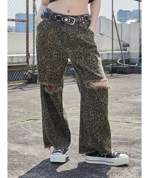 jouetie（ジュエティ）の「パターンルーズパンツ（スウェットパンツ・レディース・ブラウン/カーキ・M）」の3枚目の写真