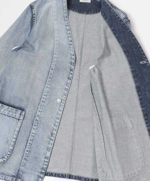 URBAN RESEARCH（アーバンリサーチ）の「Nomat　TWO-TONE DENIM PIPING JACKET（デニムジャケット・レディース・SAX BLUE・2）」の6枚目の写真