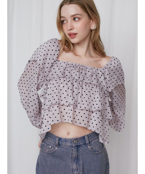 CALNAMUR（カルナムール）の「FRILL TIERED BL/フリルティアードブラウス（シャツ/ブラウス・レディース・オフホワイト/ブラック/ピンク・F）」の3枚目の写真