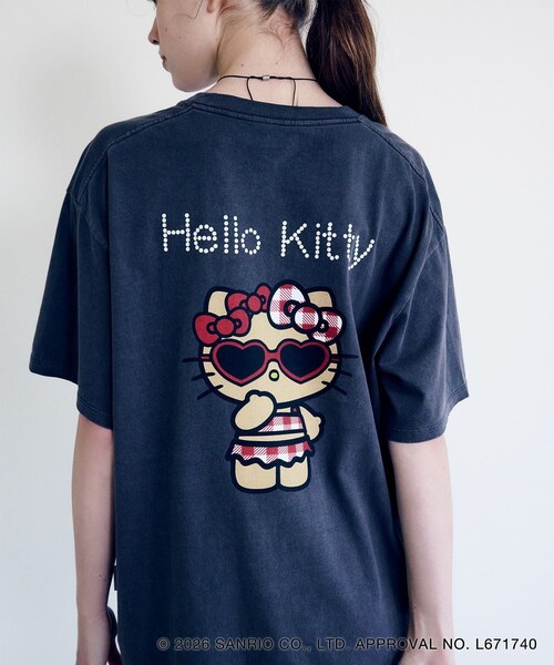 VIS(ビス)の「【HELLO KITTY×VIS】日焼けデザイン ハローキティビッグTシャツ(Tシャツ/カットソー・レディース・チャコール/ホワイト系・F)」の10枚目の写真