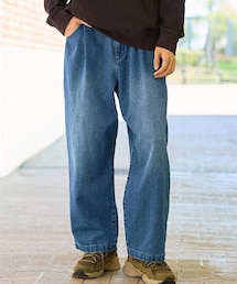 nissen | 綿１００％デニムワイドタックパンツ【大きいサイズ有】(パンツ)