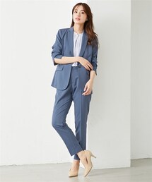 7days Life Styling | 【レディーススーツ】うすカルストレッチパンツスーツ（テーラードジャケット+9分丈テーパードパンツ)（多機能シャドーストライプ）(スーツセット)