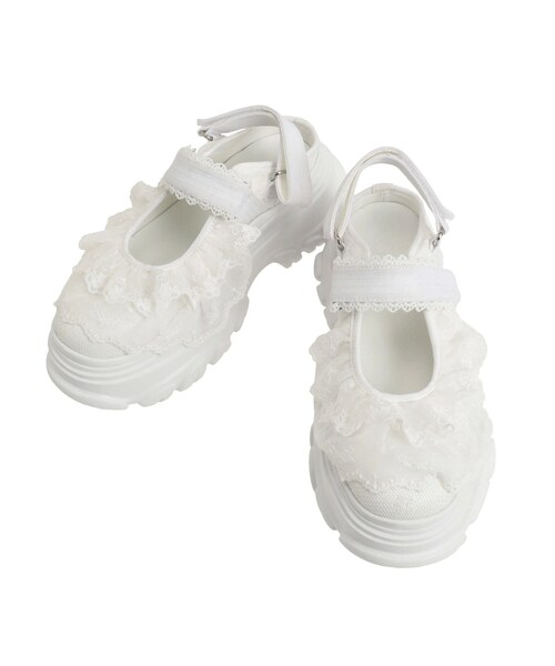 merry jenny（メリージェニー）の「frill back strap sandal sneakers（その他シューズ・レディース・オフホワイト/ブラック・M/L）」の4枚目の写真