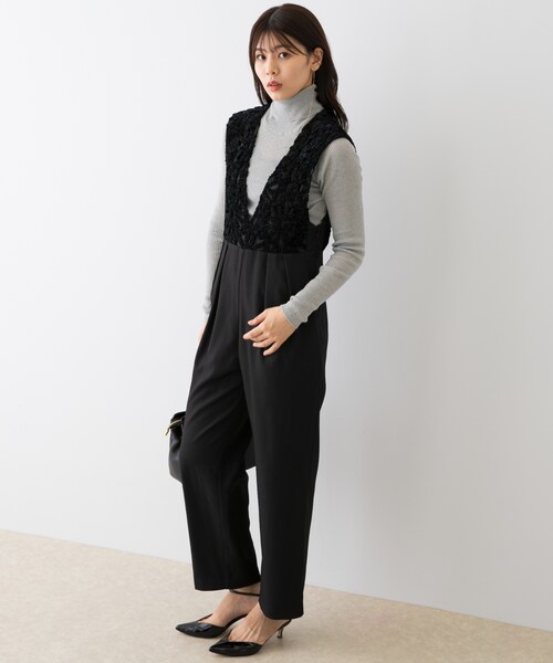 URBAN RESEARCH ROSSO（アーバンリサーチロッソ）の「F by ROSSO　モールレース切替オールインワン（サロペット/オーバーオール・レディース・BROWN/BLACK・36/38）」の8枚目の写真