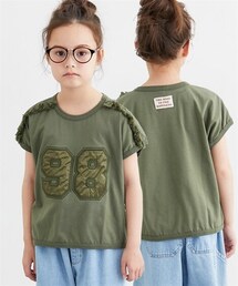 QUNTSTYLE | 肩フリンジ使いサテンナンバーアップリケTシャツ（女の子）(Tシャツ/カットソー)