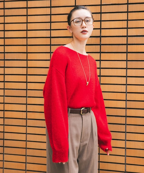 URBAN RESEARCH(アーバンリサーチ)の「ヘアリールーズニット(ニット/セーター・レディース・L.PINK/RED/L.BLUE/TOP GRAY/OFF WHITE・Free)」の3枚目の写真