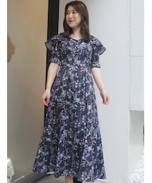 MERCURYDUO | ラッフルオープンスリーブフラワーワンピース(ワンピース)