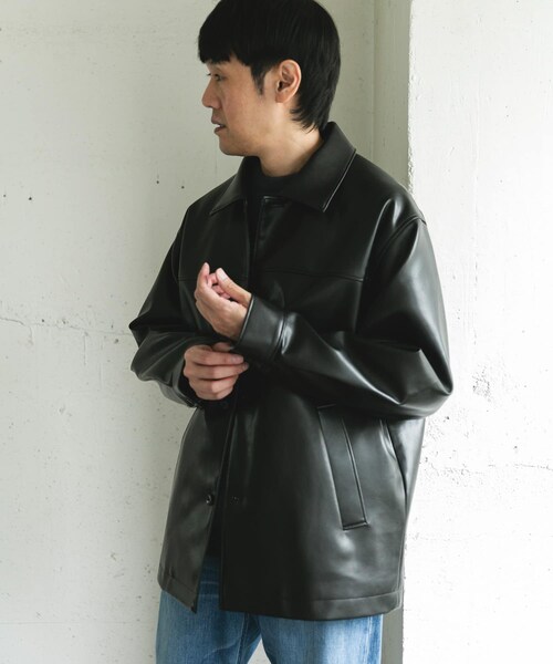 URBAN RESEARCH DOORS(アーバンリサーチドアーズ)の「FL カーコート(ライダースジャケット・メンズ・BLACK・M/L)」の4枚目の写真