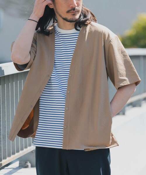 ITEMS URBANRESEARCH(アイテムズ アーバンリサーチ)の「『接触冷感/イージーケア/吸水速乾/撥水/防汚』高機能シアサッカー 半袖カーディガン(楽着シリーズ)(カーディガン/ボレロ・メンズ・BLACK/BEIGE/L.BLUE・M/L)」の20枚目の写真