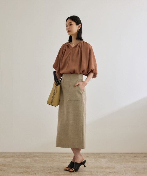 ROPE'（ロペ）の「楊柳スキッパーブラウス/イージーケア（シャツ/ブラウス・レディース・ブラック/レンガ・F）」の6枚目の写真