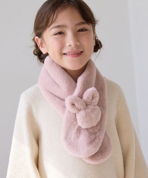 ROPE' PICNIC（ロペピクニック）の「【KIDS/キッズ】うさぎモチーフファーティペット（マフラー・キッズ・キナリ/ピンク・F）」の2枚目の写真
