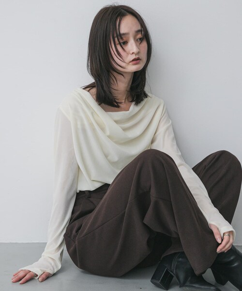 SENSE OF PLACE by URBAN RESEARCH(センスオブプレイスバイアーバンリサーチ)の「ベロアドレープトップ(その他トップス・レディース・IVORY/BROWN/CAMEL・One)」の9枚目の写真