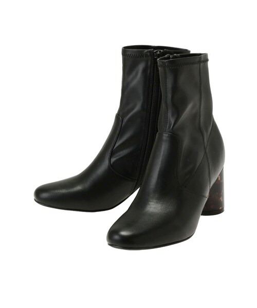 MERCURYDUO（マーキュリーデュオ）の「フェイクレザーデザインヒールストレッチショートブーツ（ブーツ・レディース・アイボリー/ブラウン/ブラック・36/38）」の11枚目の写真