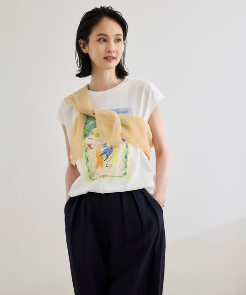 ROPE'（ロペ）の「【Kei Nagayama for ROPE'】プリント ノースリーブTEE【接触冷感・洗濯耐久あり】（Tシャツ/カットソー・レディース・ホワイト・F）」の11枚目の写真