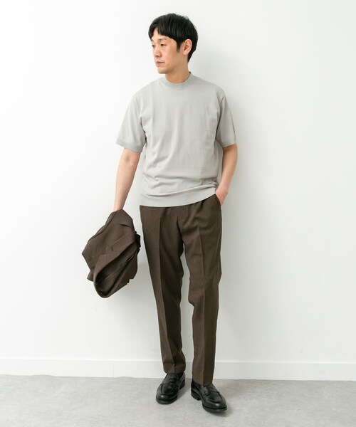 URBAN RESEARCH DOORS（アーバンリサーチドアーズ）の「LIFE STYLE TAILOR　ハイゲージクルーネック半袖ニット（シャツ/ブラウス・メンズ・IVORY/BLACK/NAVY BLUE/GRAY BROWN・M/L）」の9枚目の写真