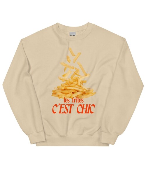 bonjour records（ボンジュールレコーズ）の「Polychrome Goods/ポリクロームグッズ Les Frites, C'est Chic Sweatshirt（スウェット・レディース・グレー/ベージュ・L/M/XL）」の5枚目の写真