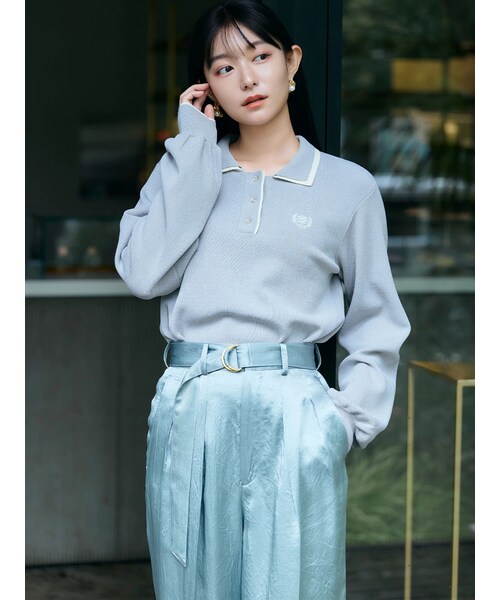 TONAL（トーナル）の「【POLO BCS】２枚衿ポロニット（ニット/セーター・レディース・オフホワイト/グレー/ネイビー・M）」の10枚目の写真