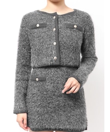 dazzlin | 【セット対応】ヘアリーニットジャケット(ノーカラージャケット)