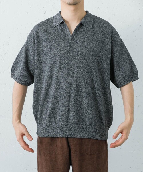 URBAN RESEARCH（アーバンリサーチ）の「crepuscule　Co/Ra Moss Stitch Skipper（ニット/セーター・メンズ・D.GREEN/H GRAY/BLACK・1/2）」の9枚目の写真
